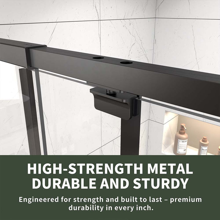 Pivot shower door high strength metal frame detail for durable structure