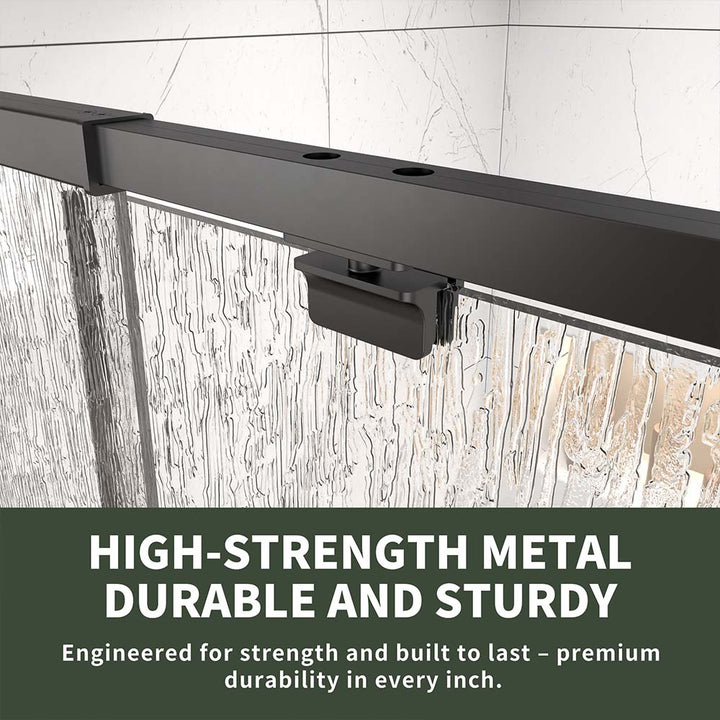 Pivot shower door with high strength durable metal frame