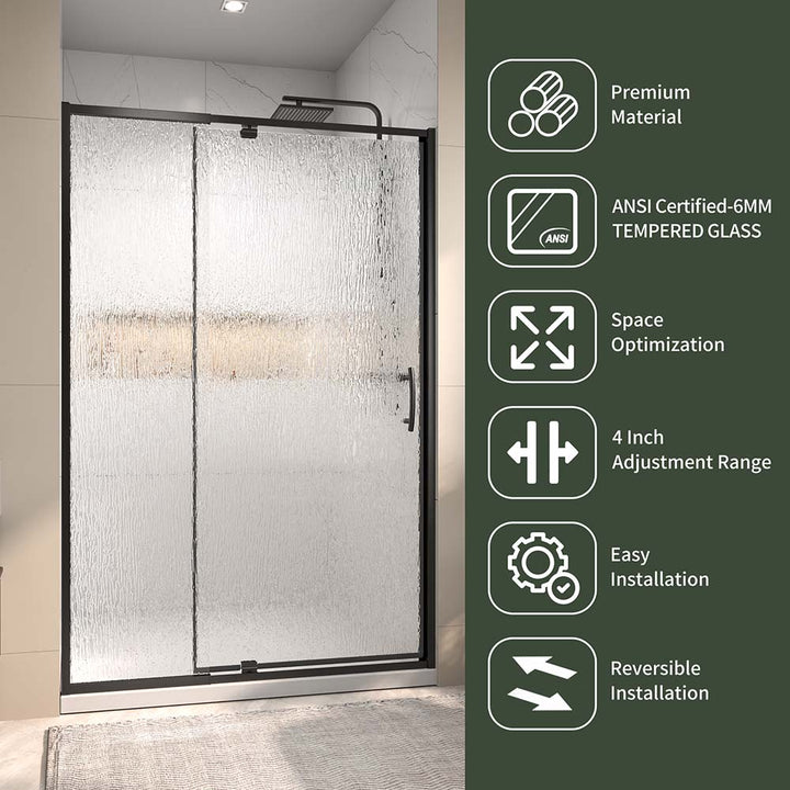 Pivot shower door with tempered glass easy installation features