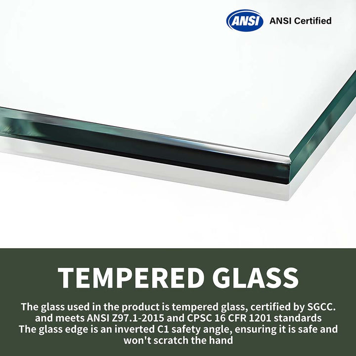 Pivot shower door tempered glass ANSI and SGCC certified safety detail