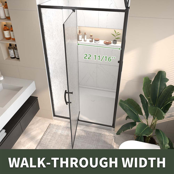 Pivot shower door walk through width 22 11/16 inch