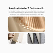 P7 cellular shade fabric close-ups showing honeycomb folds, woven texture and beige and gray material samples.