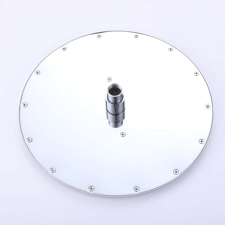 Stainless steel round shower head backside with chrome finish