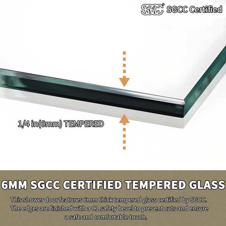 6mm SGCC certified tempered glass with beveled safety edge