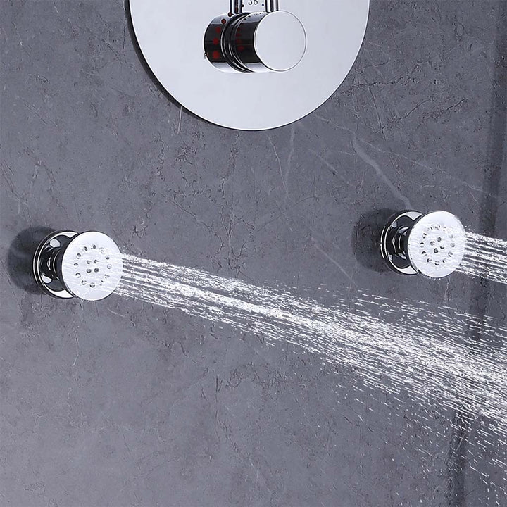 Wall-mounted shower body jets with water spray for full body massage