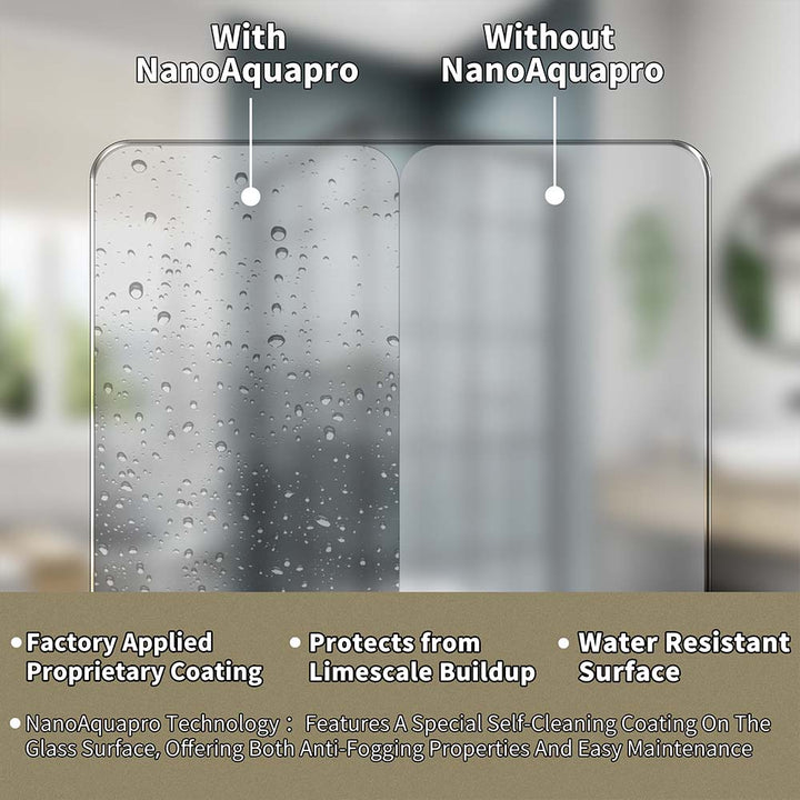 Shower glass with NanoAquapro coating resists fog and limescale