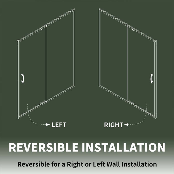 Shower door reversible installation for left or right wall