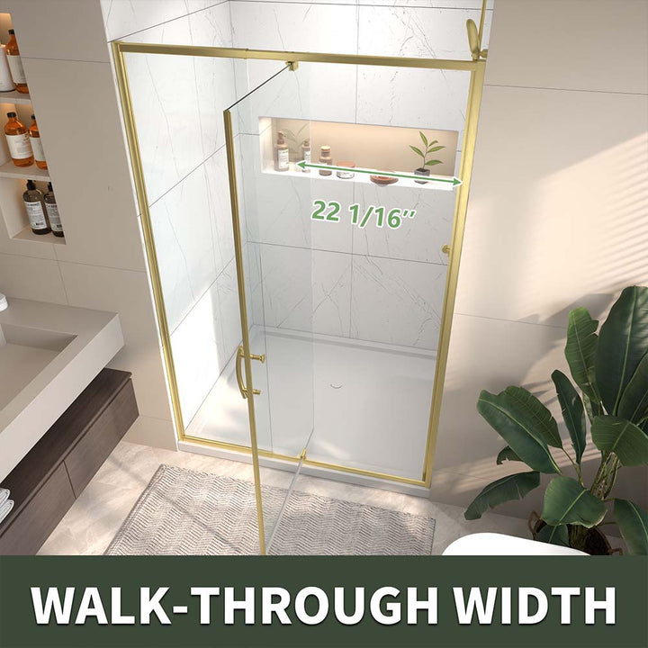 Shower door walkthrough width 22 inch clear glass opening