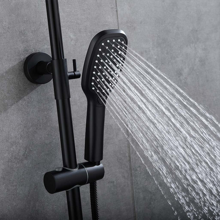 Black shower system handheld sprayer with strong water flow wall mounted