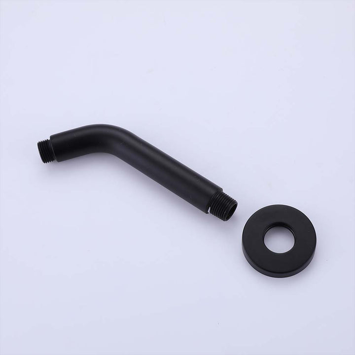 Black shower system arm with flange detail part for wall mounted set