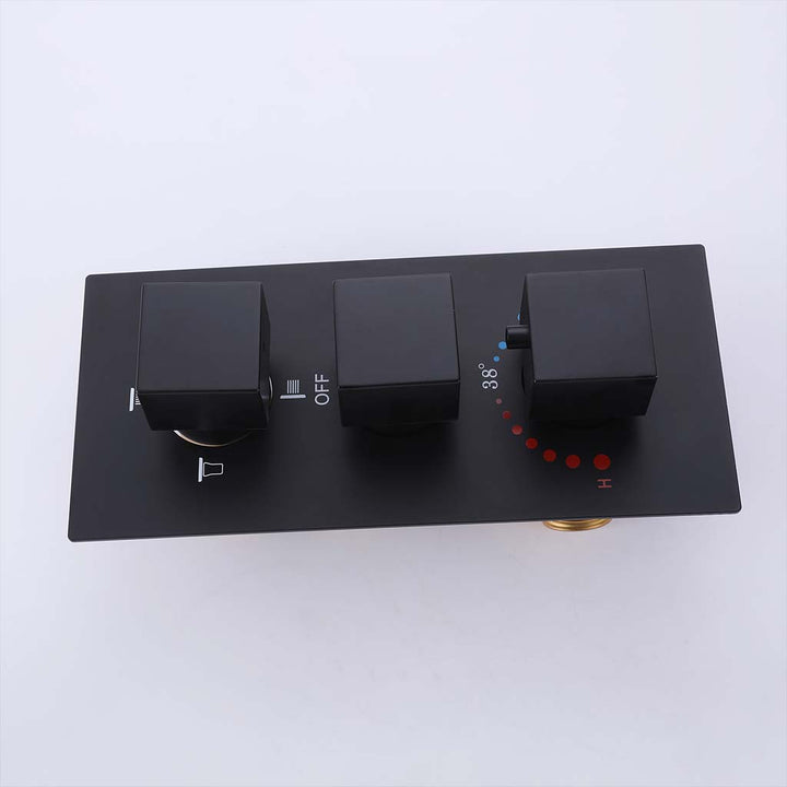 Black thermostatic control panel for modern shower system