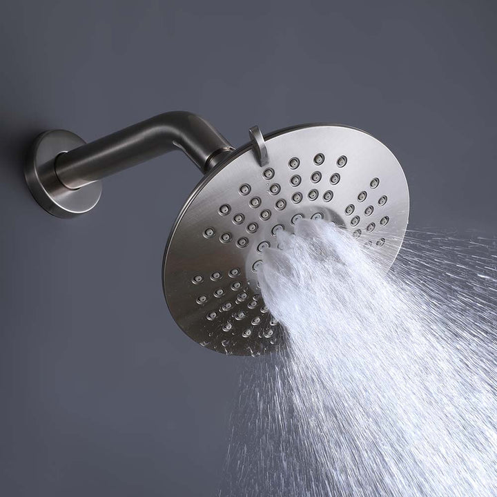 Brushed nickel shower system rain showerhead with high pressure water