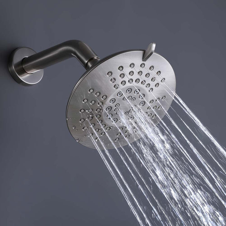 Brushed nickel shower system rain showerhead with multi spray water