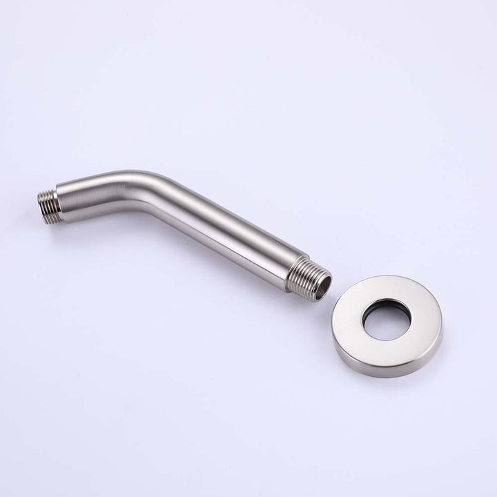Brushed nickel shower system shower arm with flange detail part