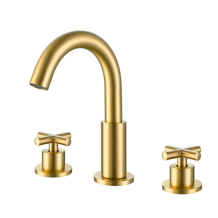 Gold 3 hole bathroom faucet shower system modern design