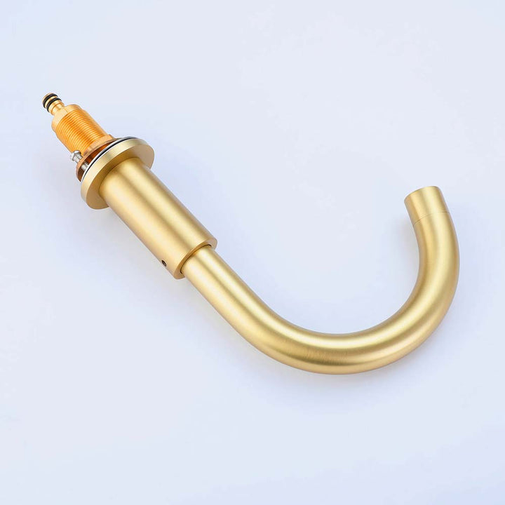 Gold bathroom faucet spout side view for shower system