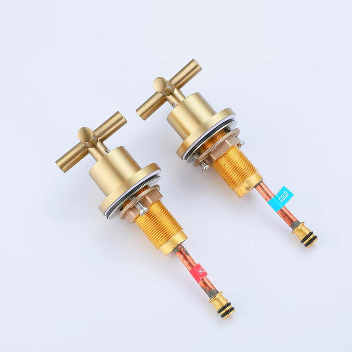 Gold bathroom faucet hot and cold valve handles set
