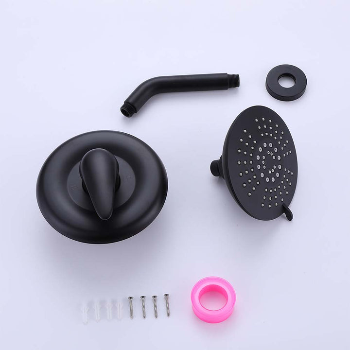 Shower system installation parts kit with rain showerhead and handle