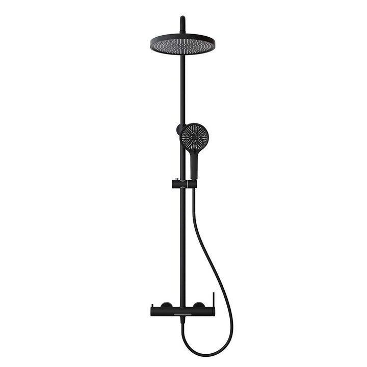 Matte Black Shower System with Rainfall Showerhead and Handheld Sprayer
