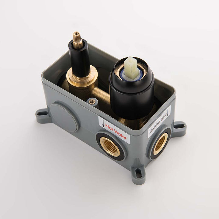 Shower system rough-in mixing valve box for hot cold water