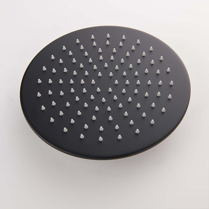 Round black rainfall showerhead for modern shower system