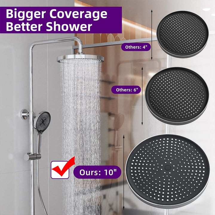 Silver shower system with 10 inch rainfall head bigger coverage
