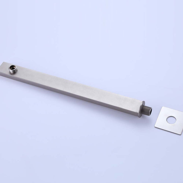 Shower system square ceiling arm in brushed nickel finish