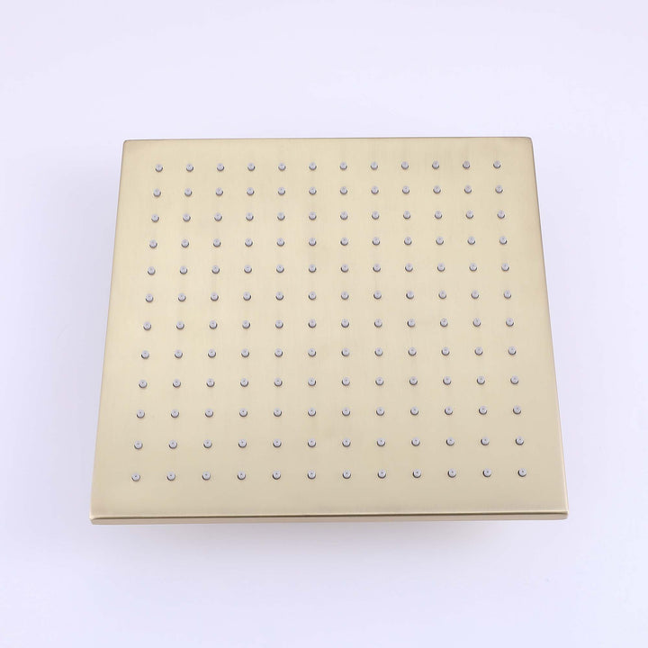 Square brushed gold shower system rain showerhead