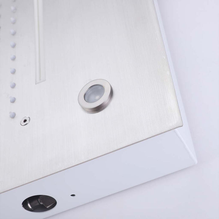 Shower system stainless steel LED rainfall shower head detail