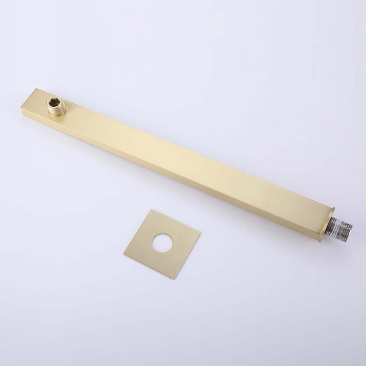 Wall mounted gold shower system arm with cover plate