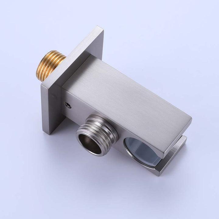 Shower system water outlet fitting in brushed nickel finish