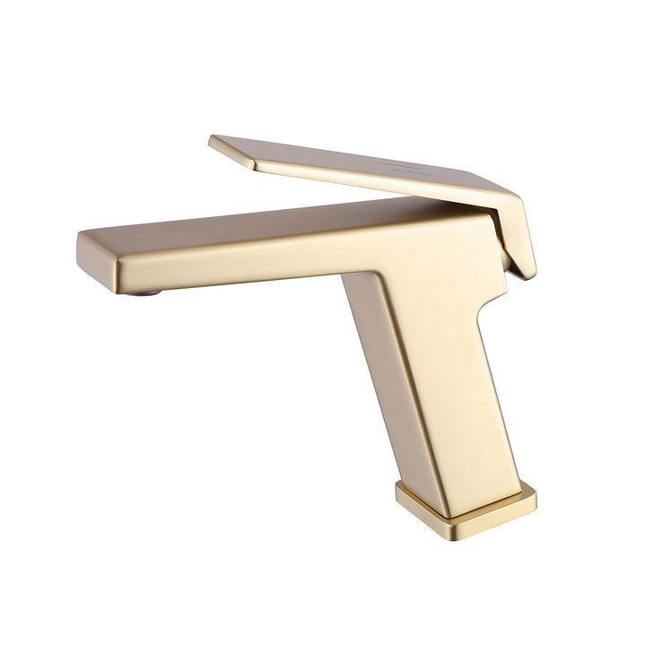 Single handle bathroom faucet brushed gold