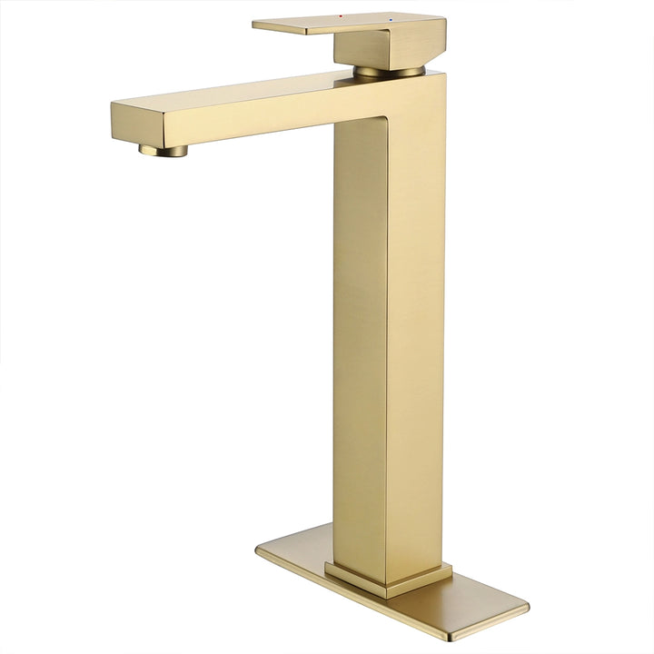 Brushed gold single hole faucet modern square design
