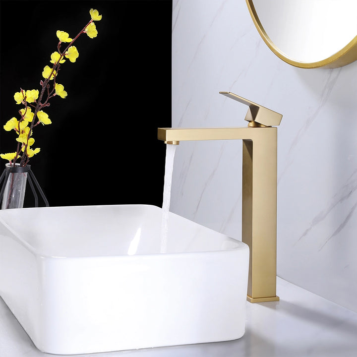 Modern gold single hole faucet tall bathroom sink tap