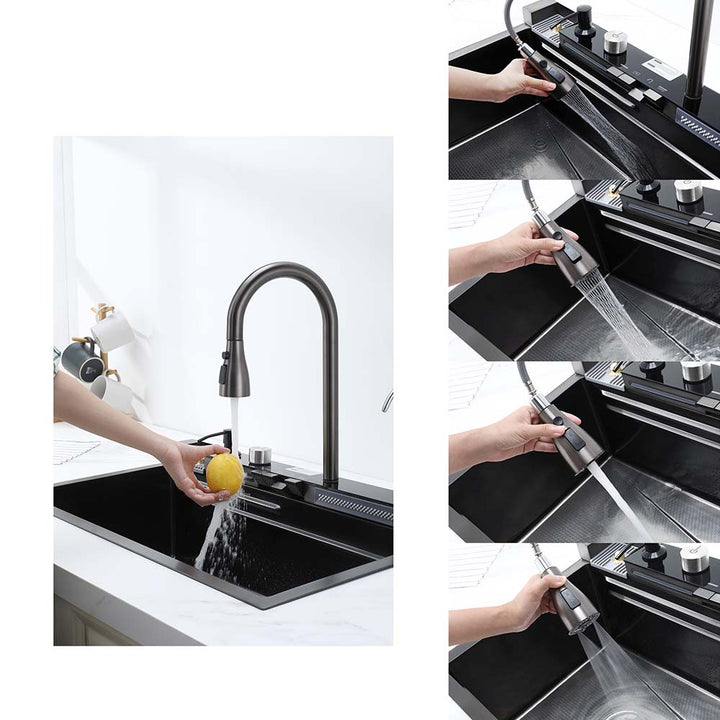 Sink pull down faucet with multi spray modes kitchen