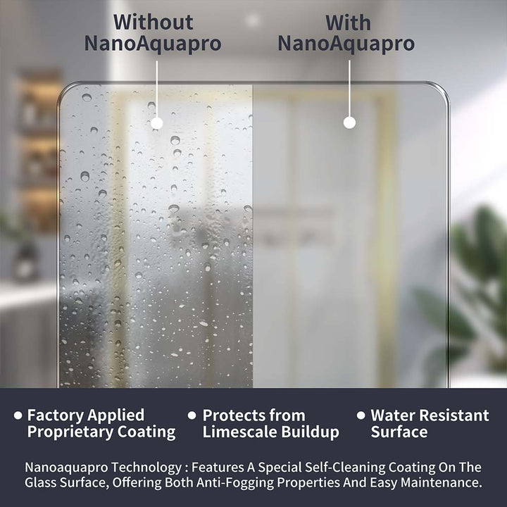Self-cleaning NanoAquapro coating for sliding shower door with water-resistant surface
