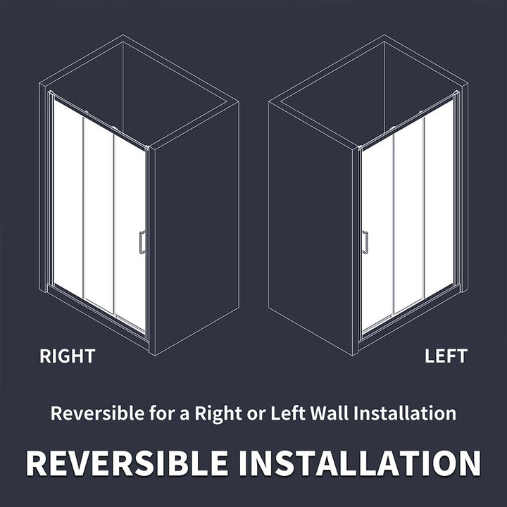 Reversible installation for right or left wall for sliding shower door
