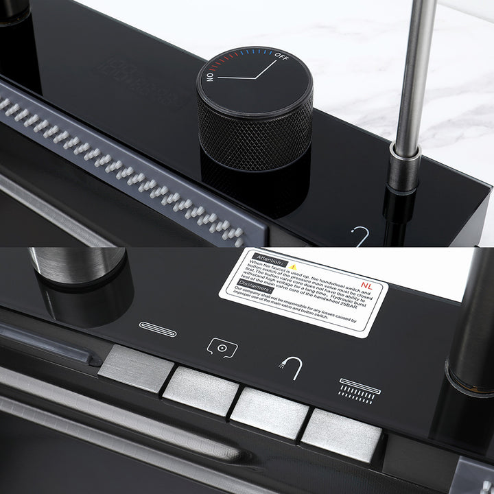 Smart kitchen sink LED touch panel with temperature control knob design
