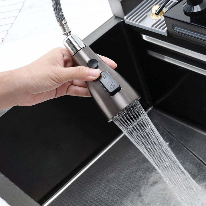 Smart kitchen sink spray nozzle rinsing head with running water