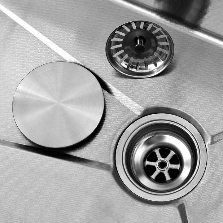 Smart kitchen sink with stainless steel drain and filter cover