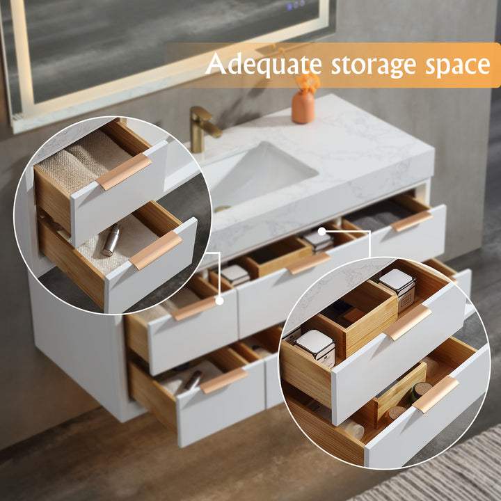 Solid wood bathroom vanity white with ample drawer storage space