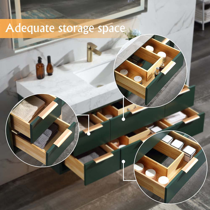 Solid wood bathroom vanity white top green with ample storage space
