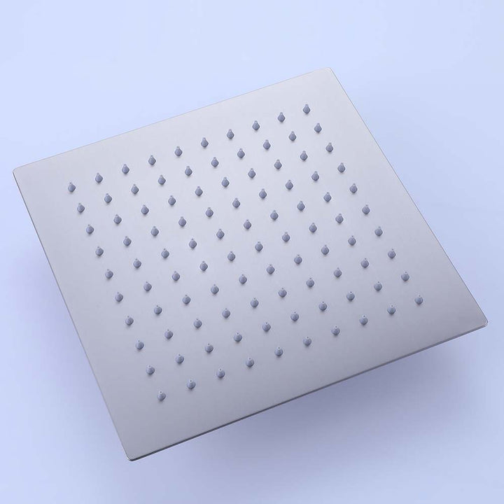 Square rain shower head for modern brushed nickel shower system