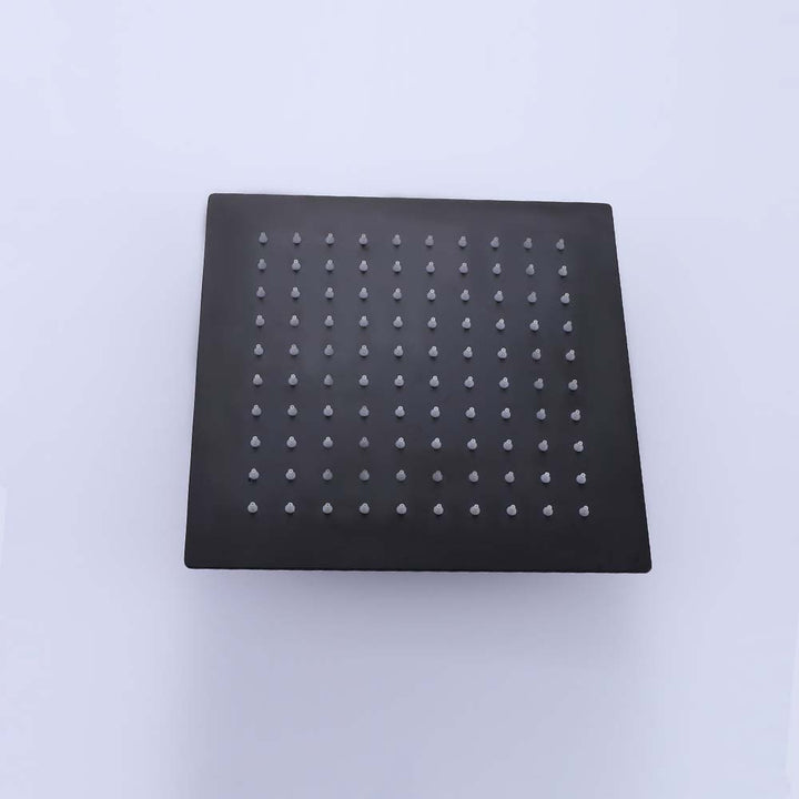 Matte black square rainfall shower head for shower system