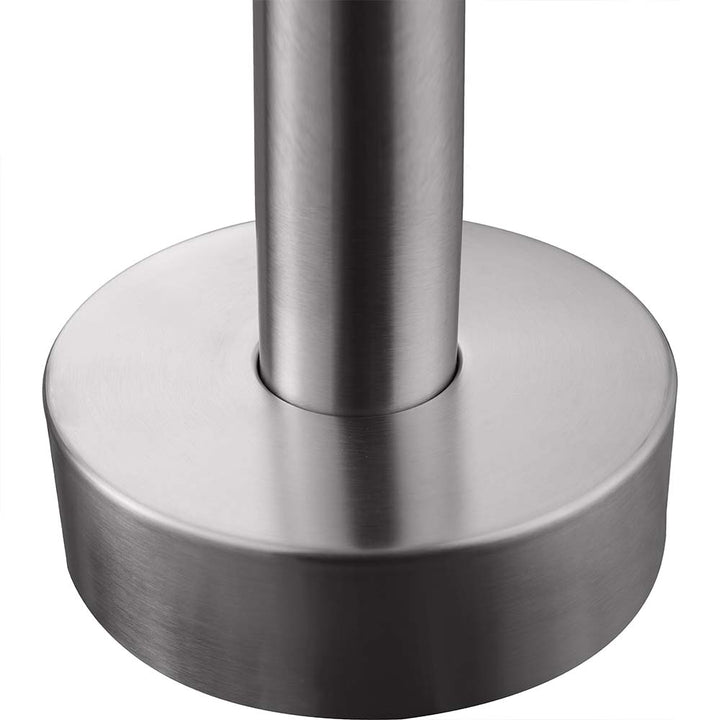 Stainless steel outdoor shower base mount detail view