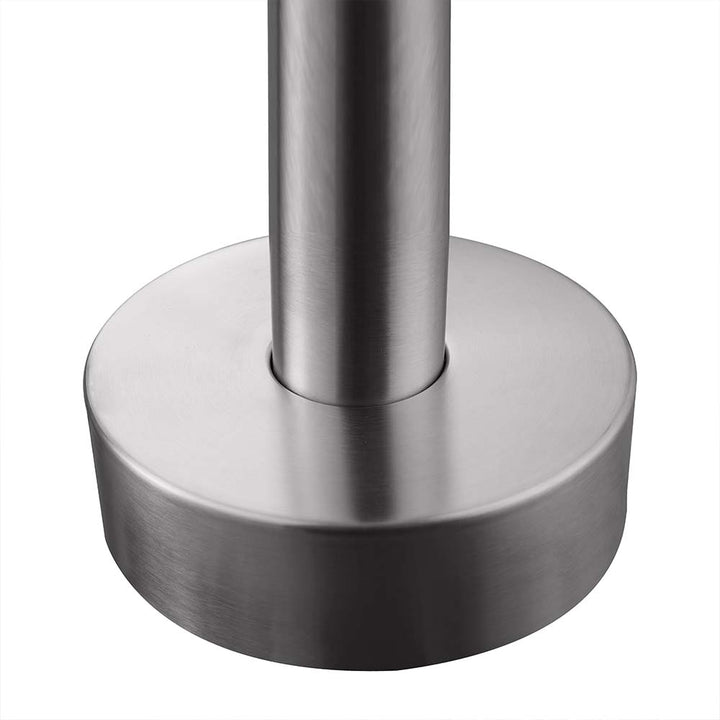 Stainless steel outdoor shower base and floor mount detail