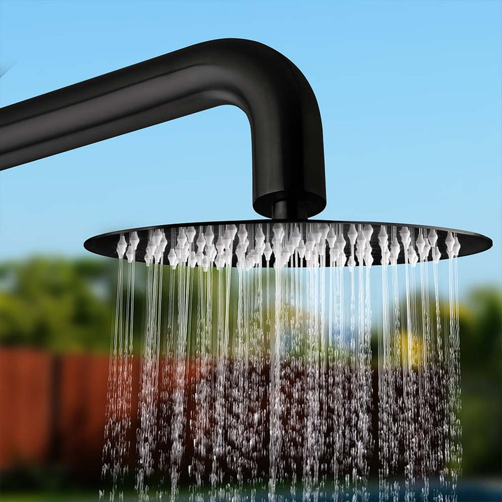 Stainless steel outdoor shower black shower head water flow