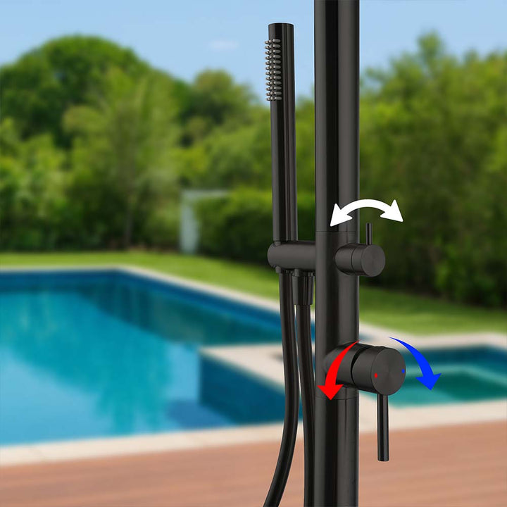 Black stainless steel outdoor shower hot cold water control valve
