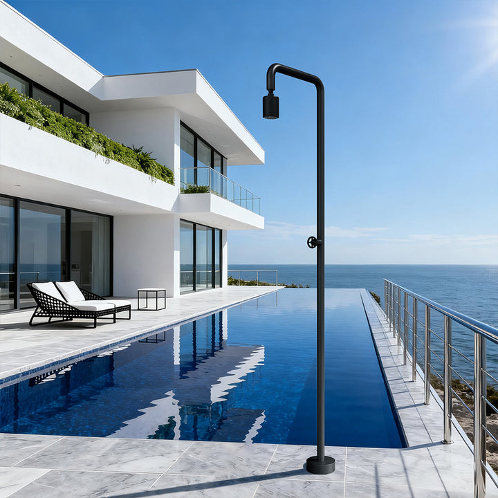 Stainless-steel outdoor shower black modern villa