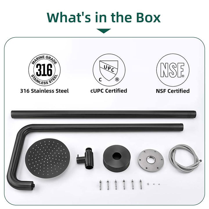 Stainless steel outdoor shower black finish parts and accessories